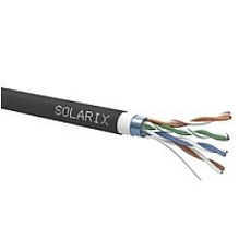 Instalační kabel Solarix venkovní FTP, Cat5E, drát, PVC+PE, dvojitý plášť, cívka 305m SXKD-5E-FTP-PVC+PE