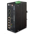 Planet IGS-624HPT, PoE switch 4x 1000Base-T, 2x SFP 100/1000Base-X, 802.3at 120W, DIN,IP30, -40 až +75st.C