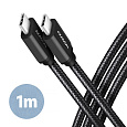 AXAGON BUCM3-CM10AB, SPEED kabel USB-C  USB-C, 1m, USB 3.2 Gen 1, PD 60W 3A, ALU, oplet, černý
