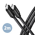 AXAGON BUCM3-CM20AB, SPEED kabel USB-C  USB-C, 2m, USB 3.2 Gen 1, PD 60W 3A, ALU, oplet, černý