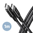 AXAGON BUCM-CM10AB, HQ kabel USB-C  USB-C, 1m, USB 2.0, PD 60W 3A, ALU, oplet, černý
