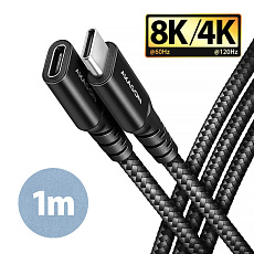 AXAGON BUCM32-CF10AB prodlužovací kabel USB-C (M)  USB-C (F), 1m, USB 20Gbps, PD 240W 5A, 8K HD, ALU, oplet, černý