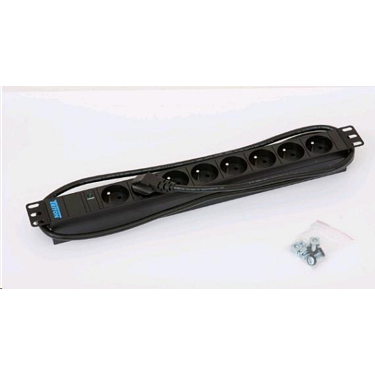 TRITON 19" rozvodný panel 8x230V - 2m, kontrolka, černý