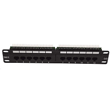 10" Patch panel LEXI-Net 12port, UTP, Cat5E, duální svorkovnice, černý