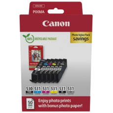 Canon Cartridge PGI-530/CLI-531 PGBK/C/M/Y/BK/GY + Canon PAPÍR GP-501 4X6 50