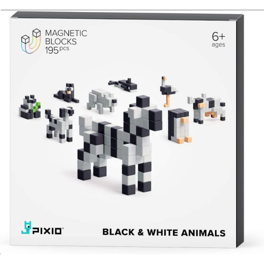 PIXIO Black & White Animals magnetická stavebnice PIXIO Black & White Animals magnetická stavebnice