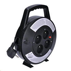 Solight prodlužovací přívod na bubnu, 4 zásuvky, 10m, černý kabel, 3x 1,0mm2