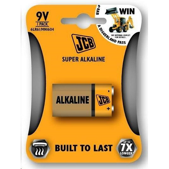 JCB SUPER alkalická baterie 6LR61/9V, blistr 1 ks