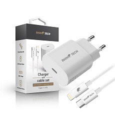 RhinoTech 25W PD nabíjecí adaptér s kabelem USB-C na Lightning 27W 1M bílá