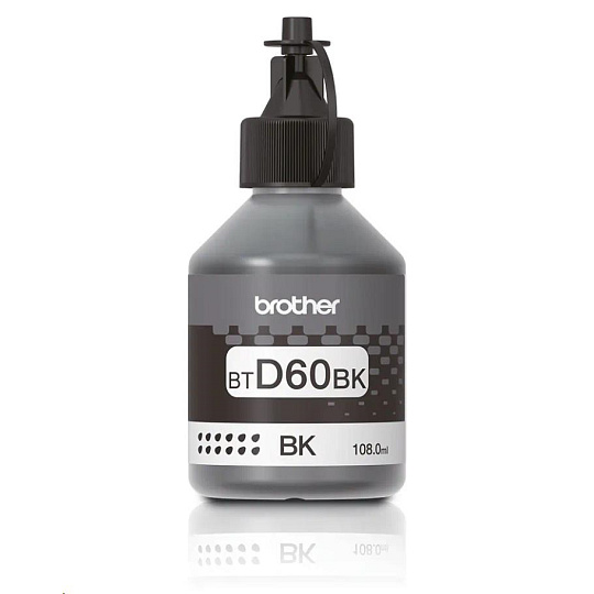 BROTHER INK BT-D60BK black pro T4xx, T5xx, T7xx, T9xx cca 6000 stránek, bezpigmentový - INKTANK