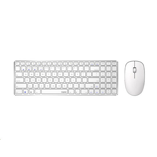 RAPOO set klávesnice a myš 9300M, bezdrátová, Multi-Mode Slim Mouse, Ultra-Slim Keyboard, bílá
