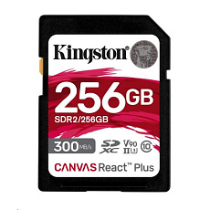 Kingston SDXC karta 256GB Canvas React Plus SDXC UHS-II 300R/260W U3 V90 for Full HD/4K/8K