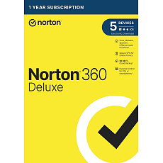 NORTON 360 DELUXE 50GB +VPN 1 uživatel pro 5 zařízení na 1 rok - ESD 1+1 (50%)