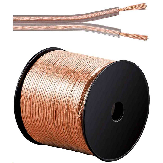 PremiumCord Kabely na propojení reprosoustav 100% CU měď 2x1,5mm 100m