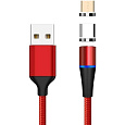 PremiumCord Magnetický micro USB a USB-C nabíjecí a datový kabel, 1m, červená