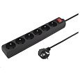 PREMIUMCORD Prodlužovací přívod 230V 3m 6 zásuvek + vypínač, černý