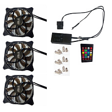 EUROCASE ventilátor RGB 120mm (spot Led), set 3ks + controller