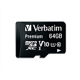 VERBATIM MicroSDXC karta 64GB Premium, U1 + adaptér