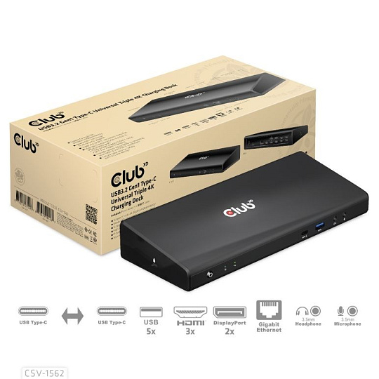 Club3D Dokovací stanice USB-C  13v1, 2xDP, 3xHDMI, 1xUSB-C, 5xUSB, 1xRJ45, 1x3.5mm, černá