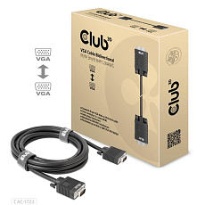 Club3D kabel oboustranný VGA, M/M, 28AWG, 3m