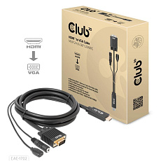Club3D kabel HDMI na VGA, M/M, 28AWG, 2m