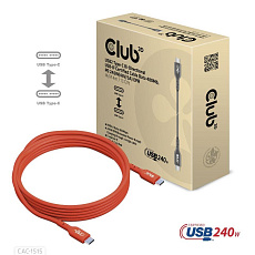 Club3D kabel USB-C, Oboustranný USB-IF Certifikovaný data kabel, PD 240W(48V/5A) EPR M/M 4m