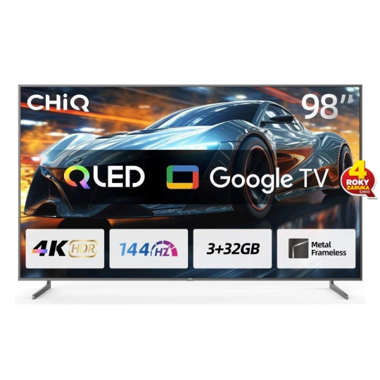 CHiQ U98F8TG TV 98", QLED, Smart Google, 144 Hz, Ultra HD, Dolby Audio, HDR 10