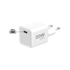 WG - Síťová nabíječka GaN 1x USB-C, PD 20W, 5V-9V-12V, černá