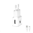 WG - Síťová nabíječka 1x USB-A, Quick Charge 3.0, 5V-9V-12V + kabel USB-A na Micro USB, white