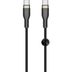 FIXED opletený kabel USB-C/USB-C (PD), 2m, USB 2.0, 100W, černý