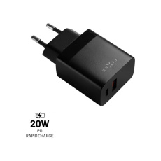 FIXED síťová nabíječka s USB-C a USB výstupem, podpora PD a QC 3.0, 20W, černá