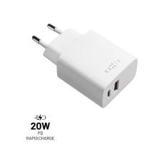 FIXED síťová nabíječka s USB-C a USB výstupem, podpora PD a QC 3.0, 20W, bílá