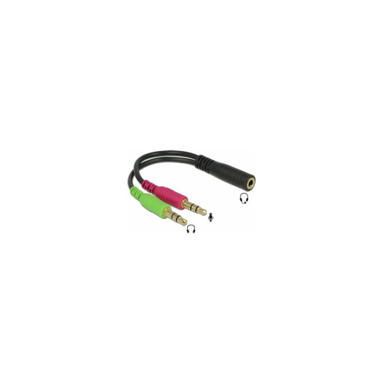 PremiumCord Adaptér 4pólový jack3,5mm pro sluchátka a mikrofon, 30cm