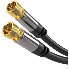 PremiumCord satelitní kabel F M/M HQ (135dB) 4x stíněný černý 5m