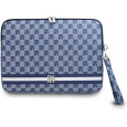 DKNY PU Leather Checkered Pattern and Stripe pouzdro na notebook 13/14" modré