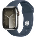 Apple Watch Series 9 Cellular 41mm Stříbrná ocel s bouřkově modrým sportovním řemínkem S/M