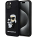 Karl Lagerfeld 3D Rubber Karl and Choupette kryt iPhone 15 černý