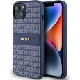 DKNY PU Leather Repeat Pattern Tonal Stripe kryt iPhone 14 modrý