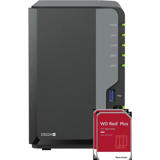 Synology DiskStation DS224+ NAS server + 2x4TB RED Plus