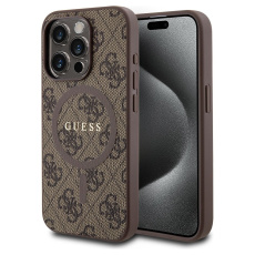Guess PU Leather 4G Colored Ring MagSafe kryt iPhone 15 Pro Max hnědý