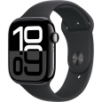 Apple Watch Series 10 42mm Klavírně černý hliník s černým sportovním řemínkem M/L