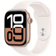 Apple Watch Series 10 Cellular 42mm Růžově zlatý hliník se světle ruměnným sportovním řemínkem S/M