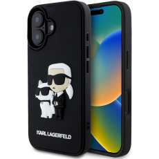 Karl Lagerfeld 3D Rubber Karl and Choupette kryt pro iPhone 16 černý