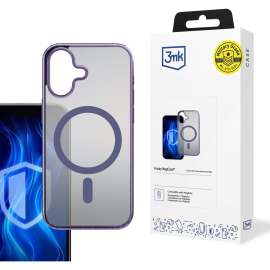 3mk ochranný kryt Frosty MagCase pro Apple iPhone 16 Plus fialová