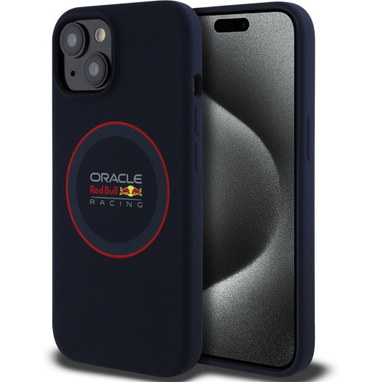 Oracle Red Bull Racing Silicone Red Ring MagSafe kryt iPhone 14 modrý