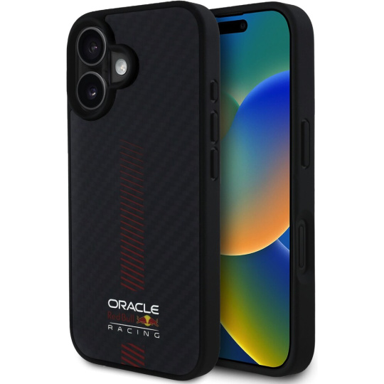 Oracle Red Bull Racing Carbon Powerbar MagSafe kryt iPhone 16 Plus černý