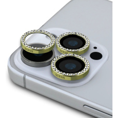 Guess Fixed Glliter ochranná skla čoček iPhone 16 Pro/16 Pro Max zlatá