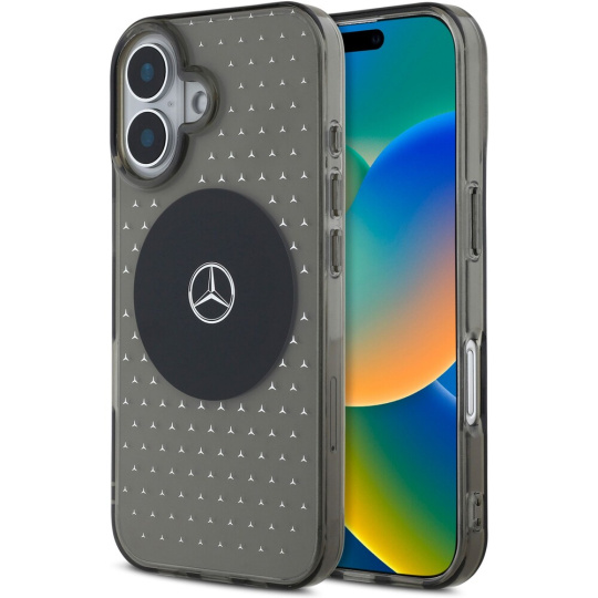 Mercedes PC/TPU Star Pattern MagSafe kryt pro iPhone 16 Plus černý