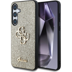 Guess PU Fixed Glitter 4G Metal Logo kryt Samsung Galaxy S25 zlatý