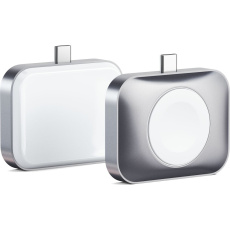 Satechi USB-C 2v1 bezdrátová nabíjecí stanice pro Apple Watch a Airpods stříbrná